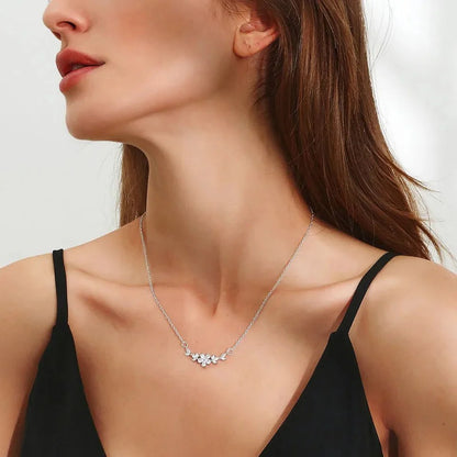 Dainty Diamond Floral Petals Necklace
