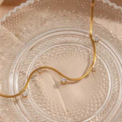 Dainty Diamond Herringbone Choker Necklace