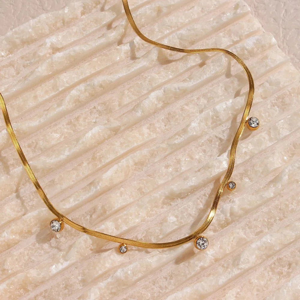 Dainty Diamond Herringbone Choker Necklace