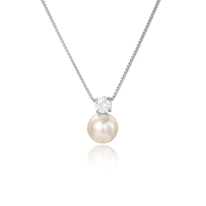 Dainty Diamond Pearl Necklace