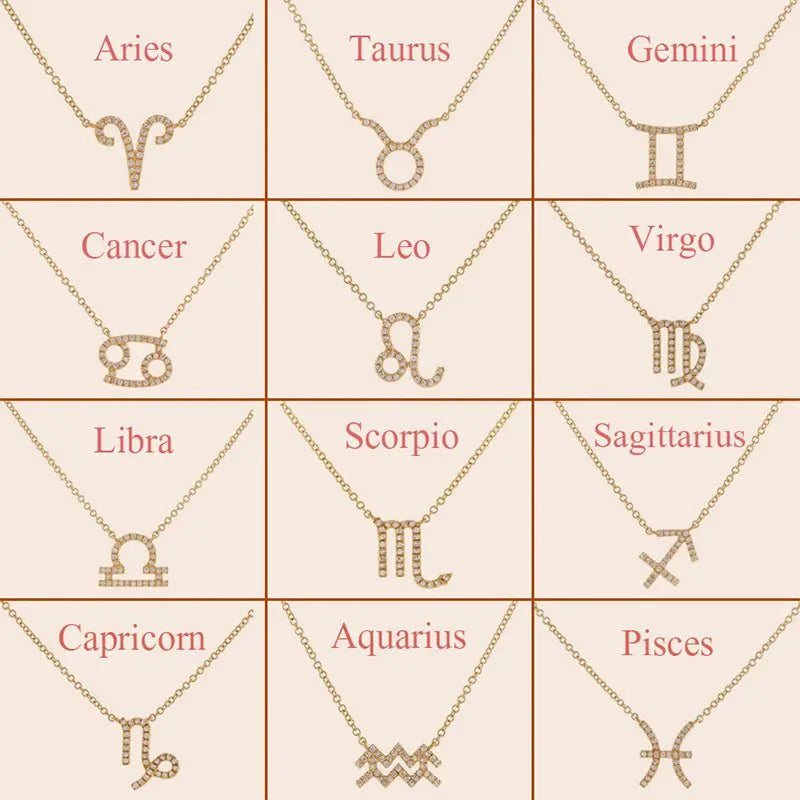Dainty Diamond Zodiac Sign Necklace