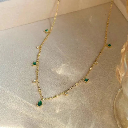 Dainty Emerald Aurora Necklace