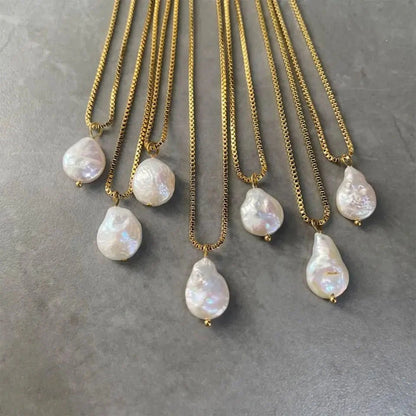 Dainty Flat Pearl Necklace