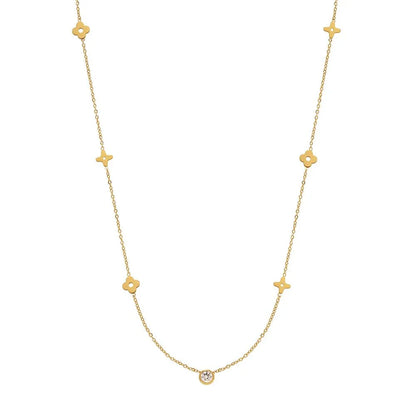 Dainty Floral Diamond Centerpiece Necklace