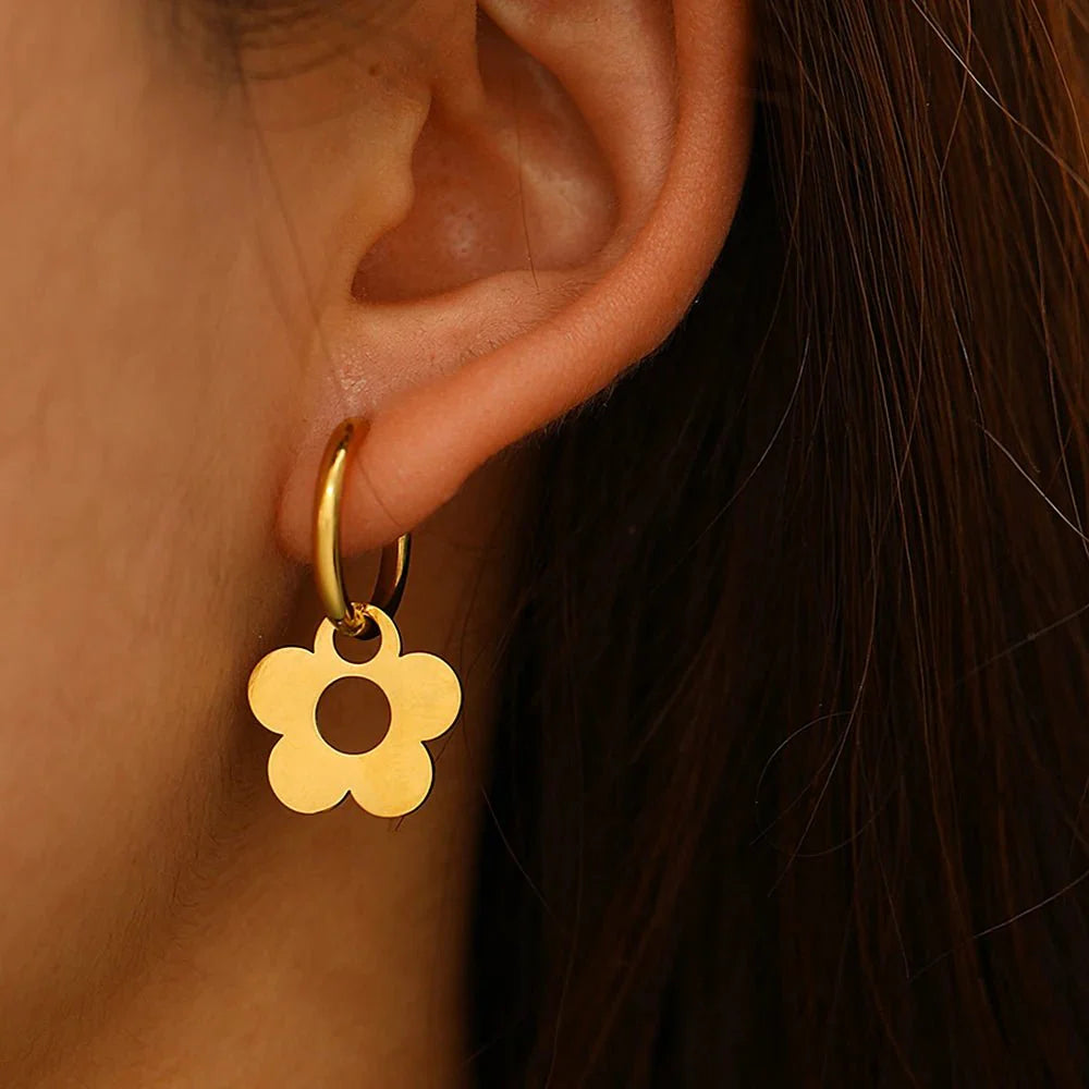 Dainty Floral Hoop Earrings