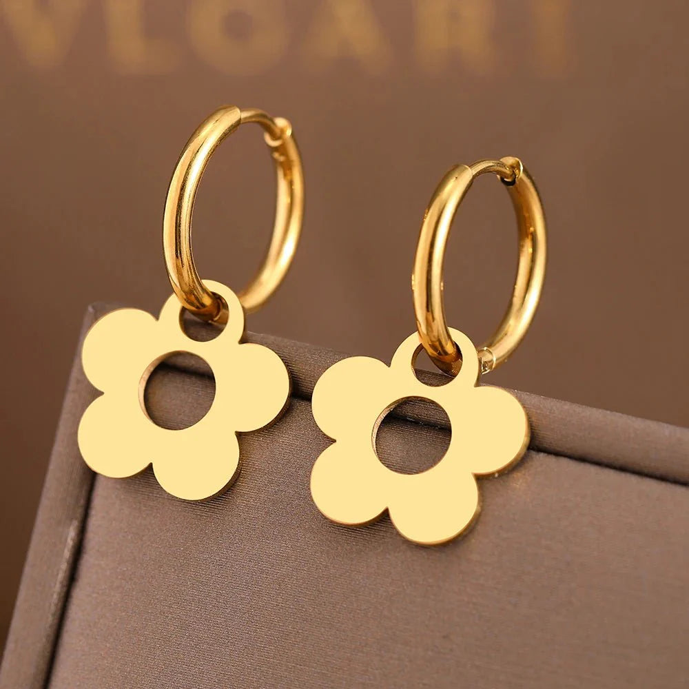 Dainty Floral Hoop Earrings