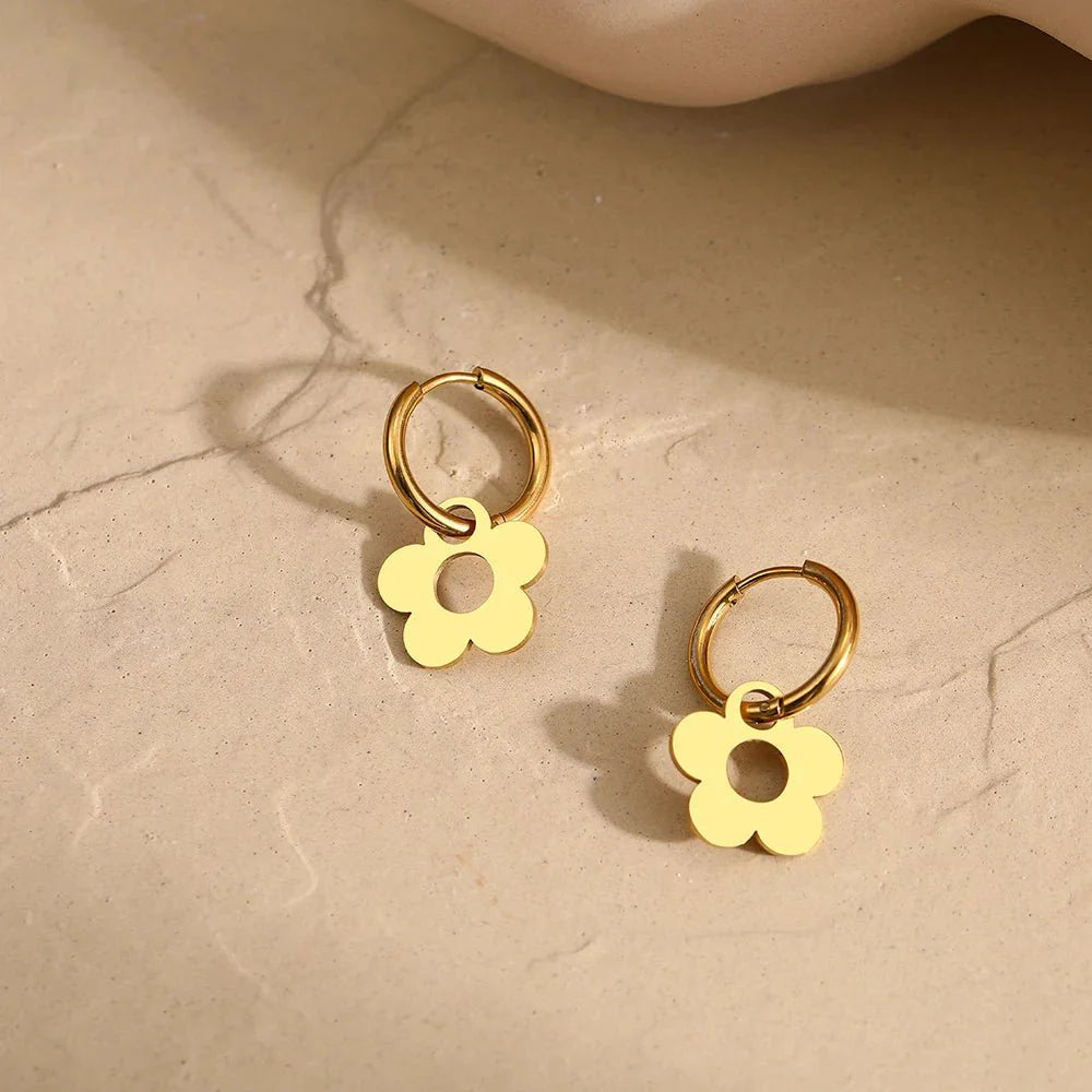 Dainty Floral Hoop Earrings