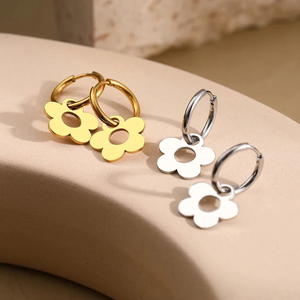 Dainty Floral Hoop Earrings