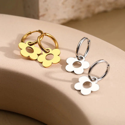 Dainty Floral Hoop Earrings