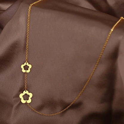 Dainty Floral Outline Neck Pendant Choker Necklace
