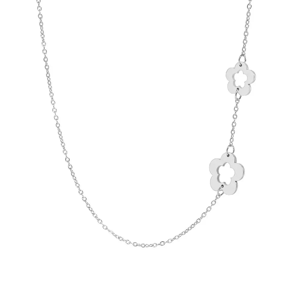 Dainty Floral Outline Neck Pendant Choker Necklace