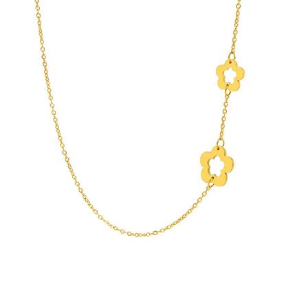 Dainty Floral Outline Neck Pendant Choker Necklace