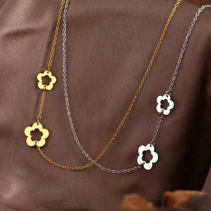 Dainty Floral Outline Neck Pendant Choker Necklace