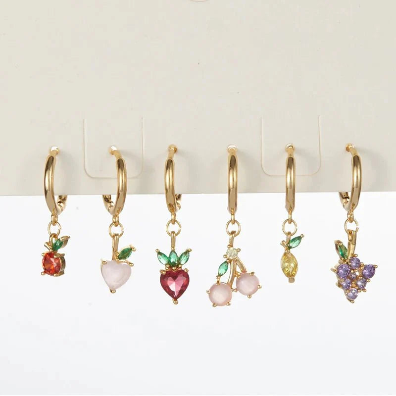 Dainty Fruit Hoop & Stud Earrings