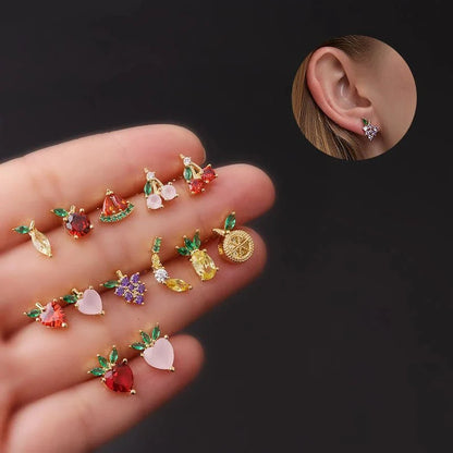 Dainty Fruit Hoop & Stud Earrings