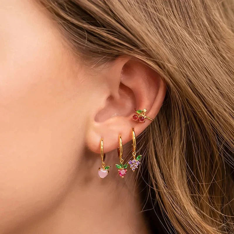 Dainty Fruit Hoop & Stud Earrings