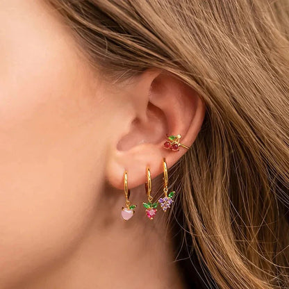 Dainty Fruit Hoop & Stud Earrings