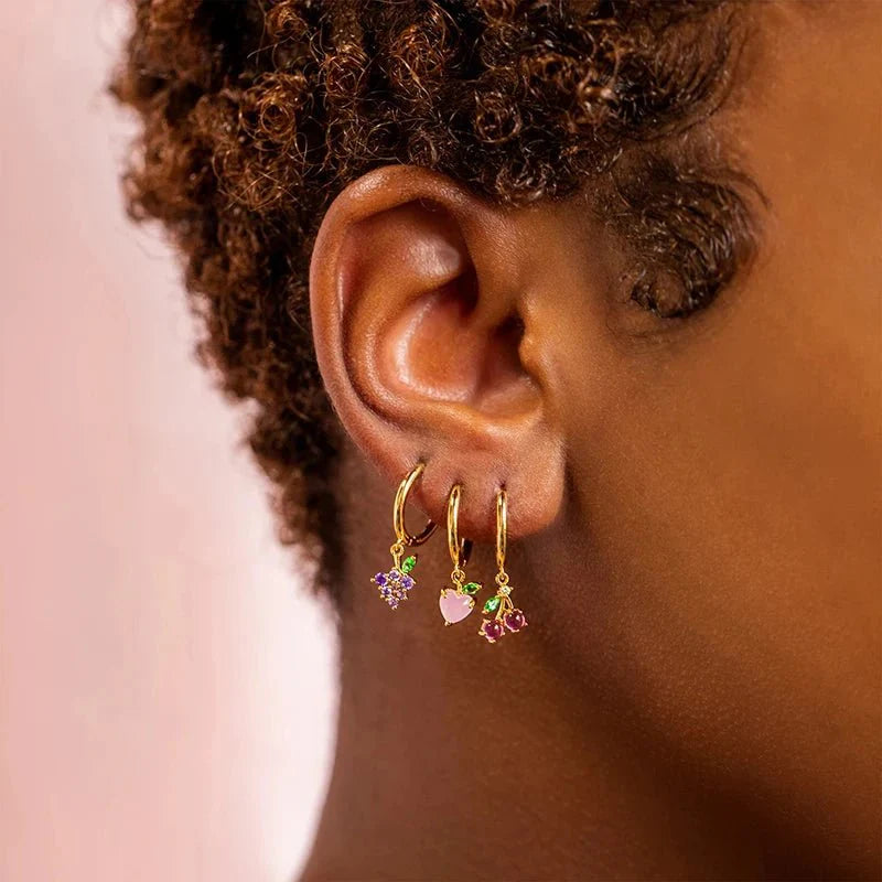 Dainty Fruit Hoop & Stud Earrings