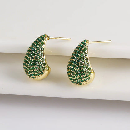 Dainty Glimmering Diamond Teardrop Earrings