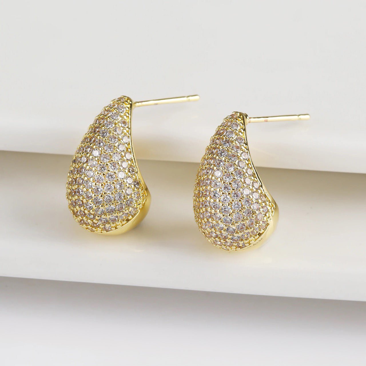 Dainty Glimmering Diamond Teardrop Earrings