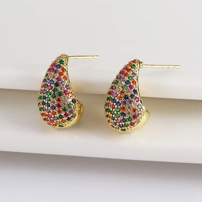 Dainty Glimmering Diamond Teardrop Earrings