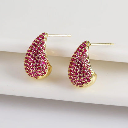 Dainty Glimmering Diamond Teardrop Earrings