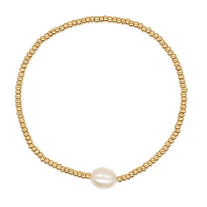 Dainty Gold Beaded Pearl Bracelets