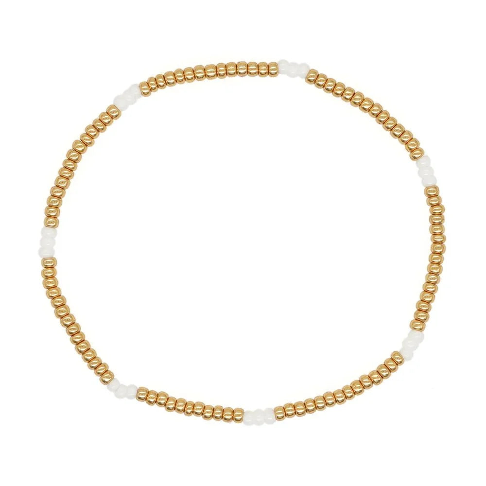 Dainty Gold Beaded Pearl Bracelets
