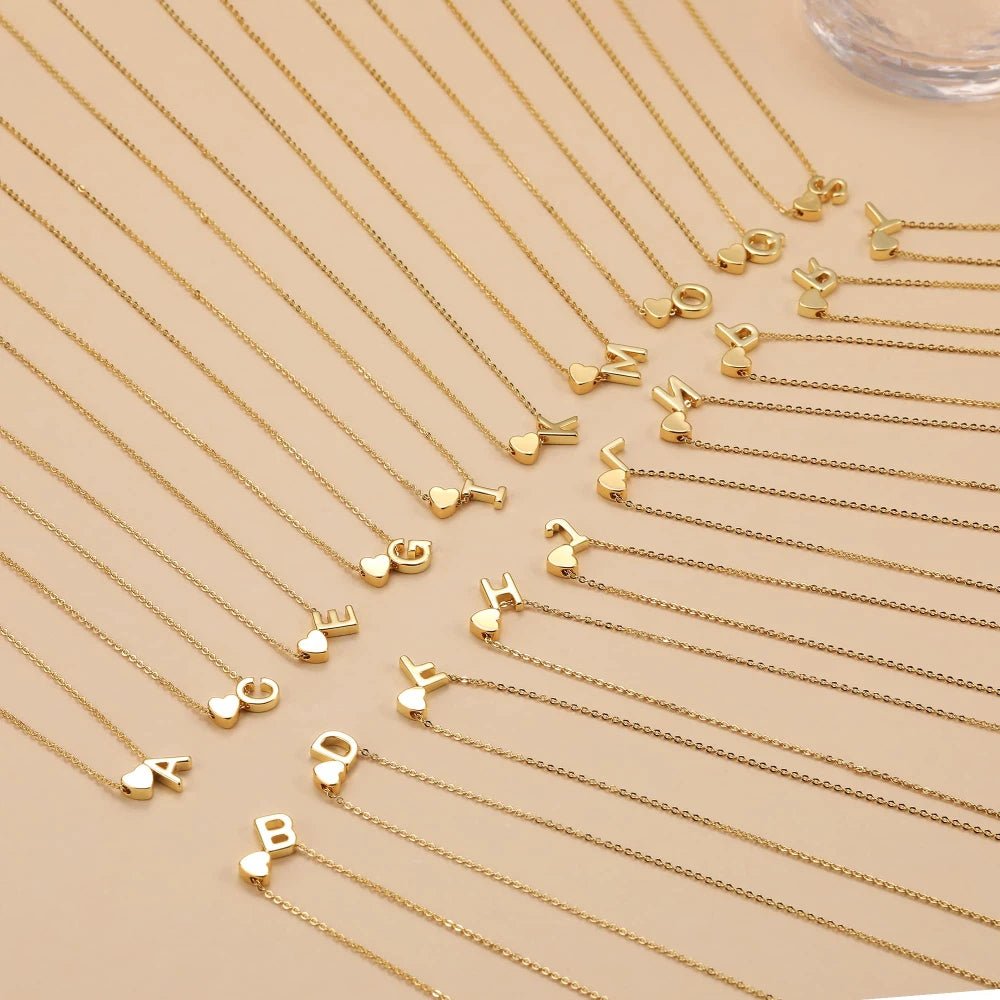 Dainty Heart Accented Letter Initial Necklace