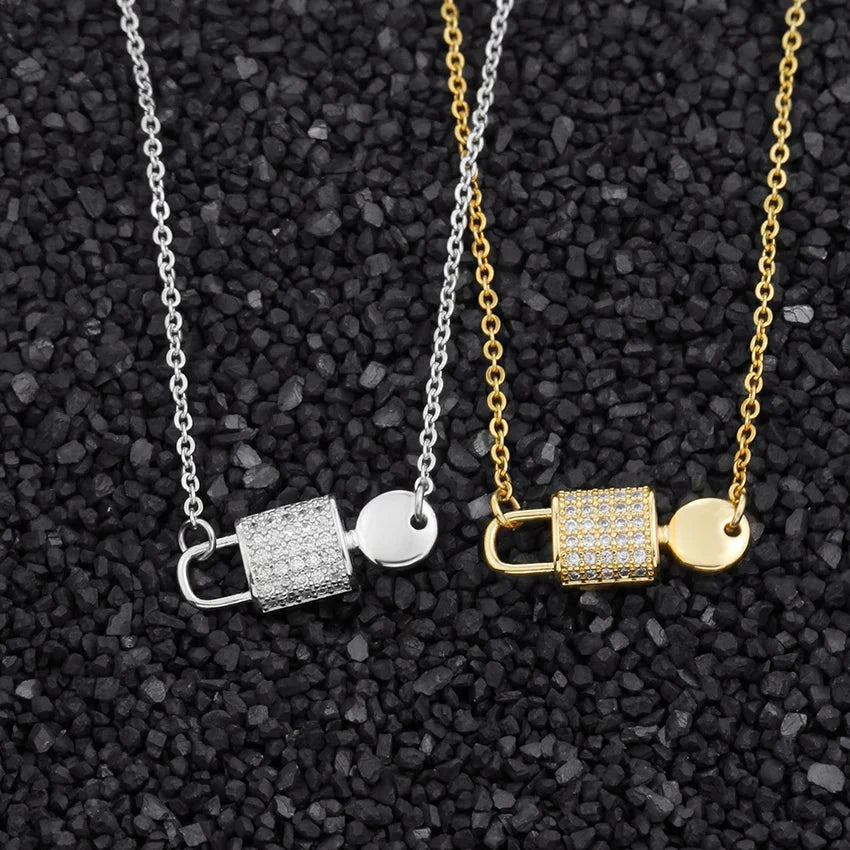 Dainty Lock And Key Lovers Necklace