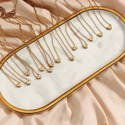 Dainty Minimal Heart Initial Letter Necklace