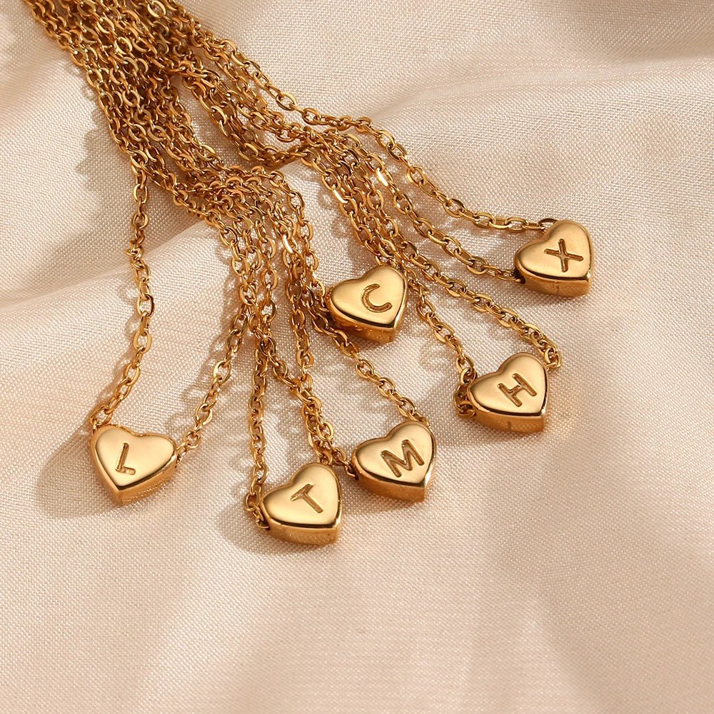 Dainty Minimal Heart Initial Letter Necklace