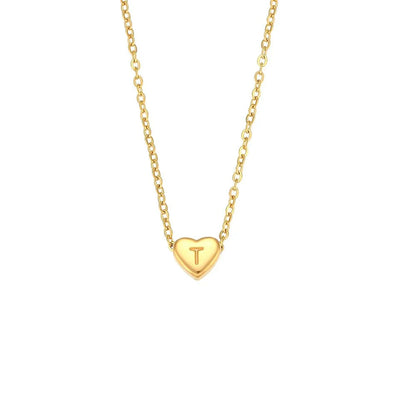 Dainty Minimal Heart Initial Letter Necklace