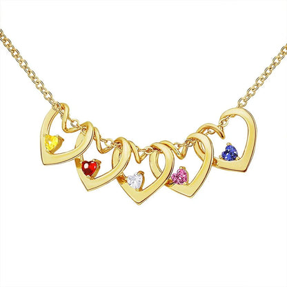 Dainty Name & Birthstone Heart Charm Bangle Bracelet & Necklace