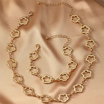 Dainty Open Clover Choker Necklace, Bracelet, Earring Set