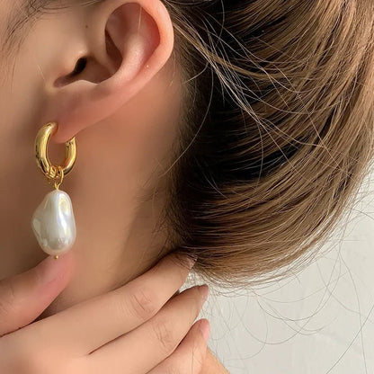 Dainty Pearl Huggie Earrings