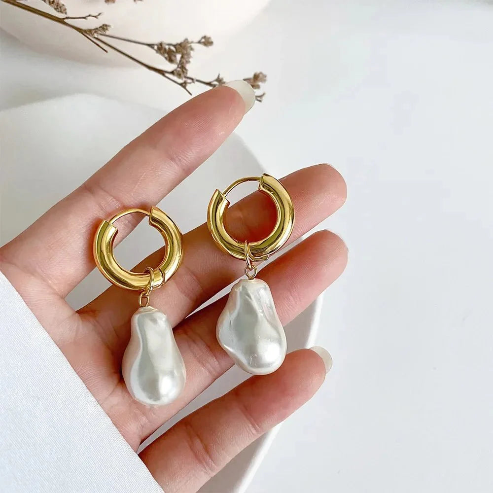 Dainty Pearl Huggie Earrings