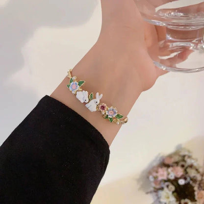Dainty Rabbits Floral Bracelet