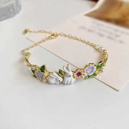 Dainty Rabbits Floral Bracelet