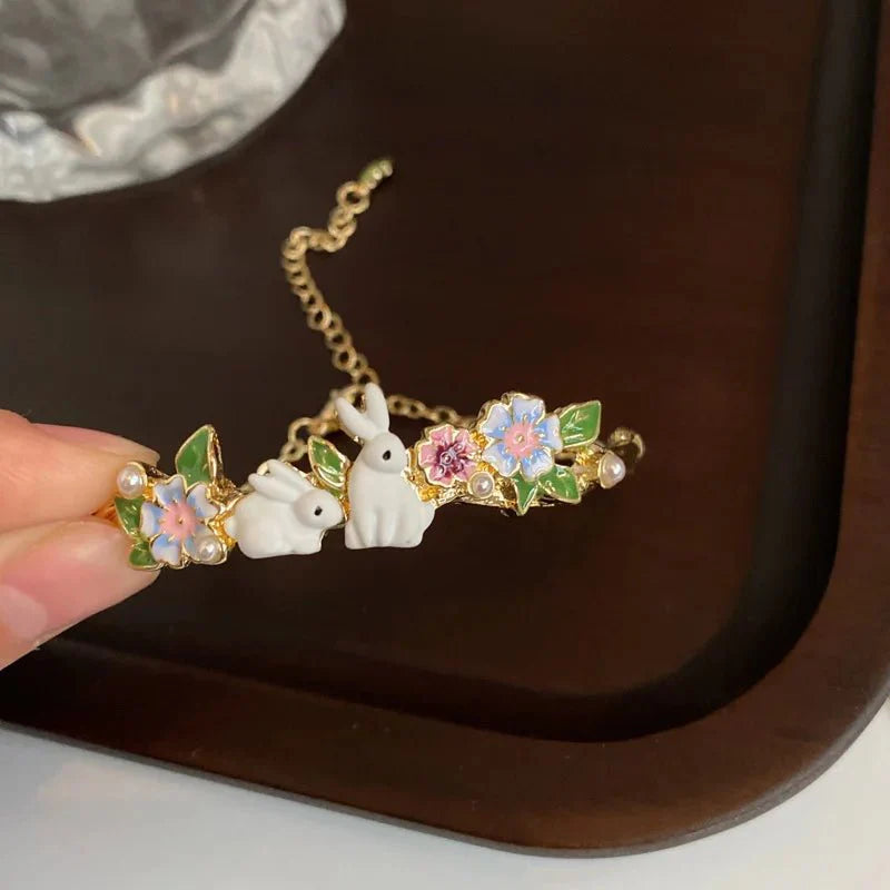Dainty Rabbits Floral Bracelet