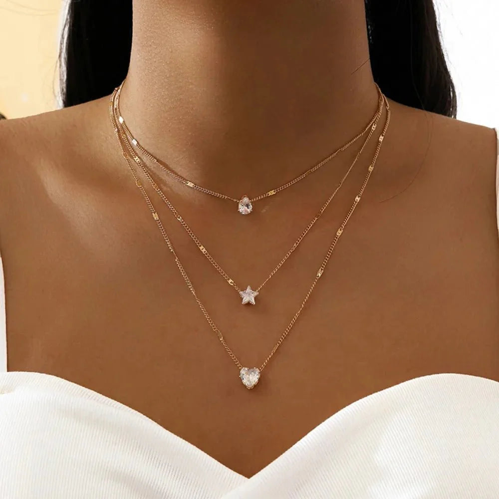 Dainty Shaped Diamonds Necklace Stack
