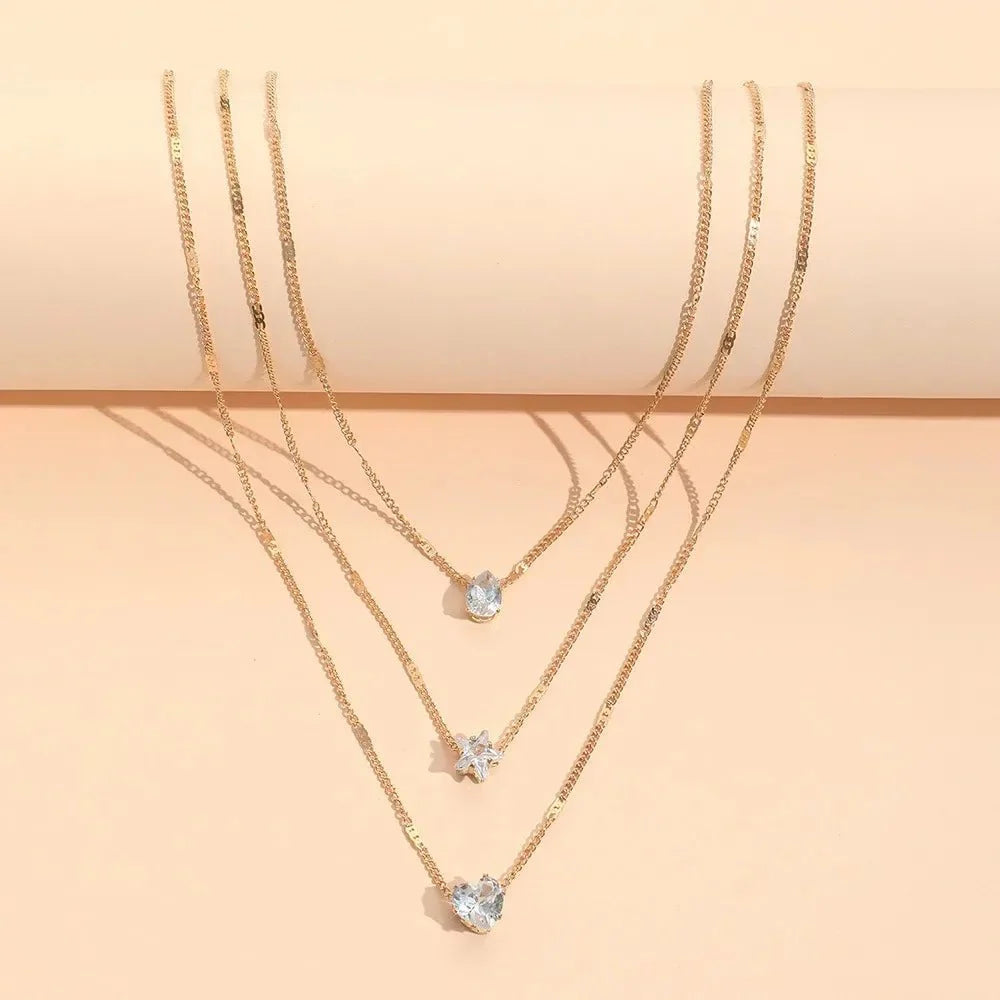 Dainty Shaped Diamonds Necklace Stack