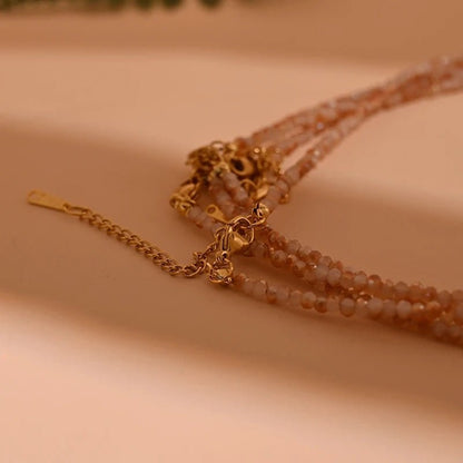 Dainty Stone Beaded Initial Necklace