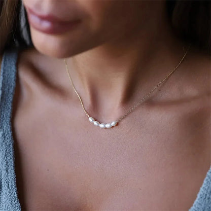 Dainty Strung Beaded Chain Necklace