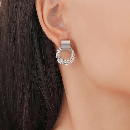 Dainty Strung Circle Chain Earrings