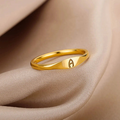 Dainty Thin Letter Initial Ring