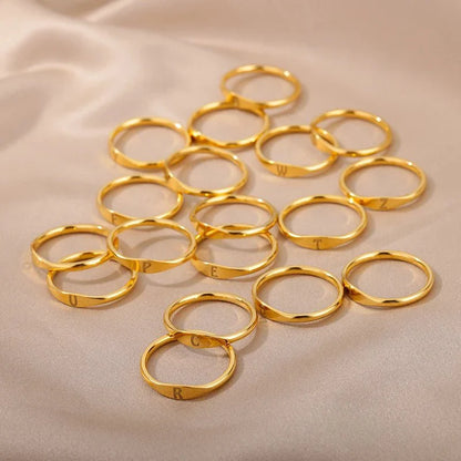 Dainty Thin Letter Initial Ring