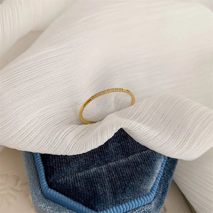 Dainty Thin Speckled Diamond Ring