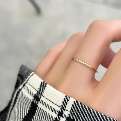 Dainty Thin Speckled Diamond Ring