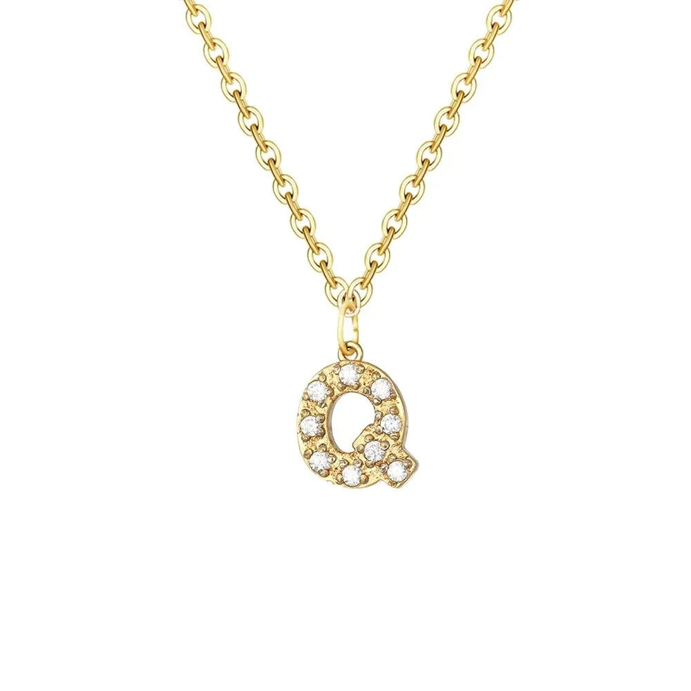 Dainty Zircon Letter Initial, Number, Symbol Chain Necklace